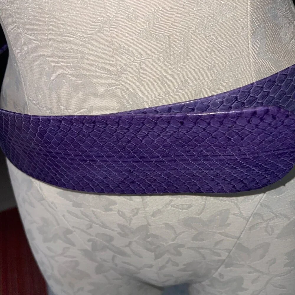 Vintage Womens Belt Size Large Purple Snake Skin Statement